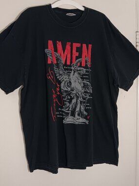 comfort colors AMEN angel graphic Tshirt 2XL black Christian lords prayer